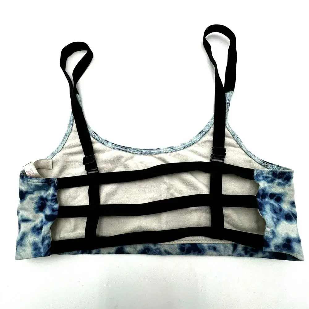 VICTORIA'S SECRET PINK | Small Blue Tie Dye Sports Bra Athletic Top Strappy Back
